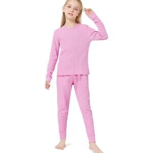 VZV Girls Kids Thermal Set Waffle Thermal Underwear Set Long Johns XL